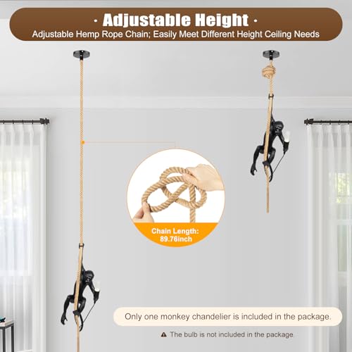 Monkey Pendant Light, Industrial Retro Ceiling Lamp for Dining Room M314