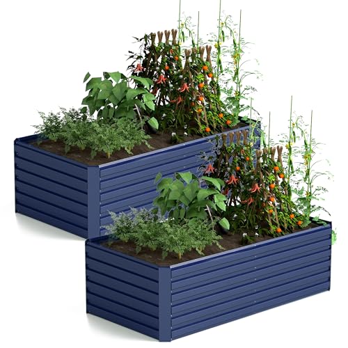 Galvanized Raised Garden Bed 8x4x2ft, Large Metal Planter Box for Vegetables, Flowers, Herbs J9369