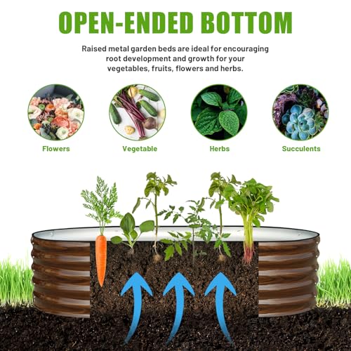 Galvanized Raised Garden Bed, 4x2x1ft Oval Metal Planter Box for Outdoor Vegetables T107625