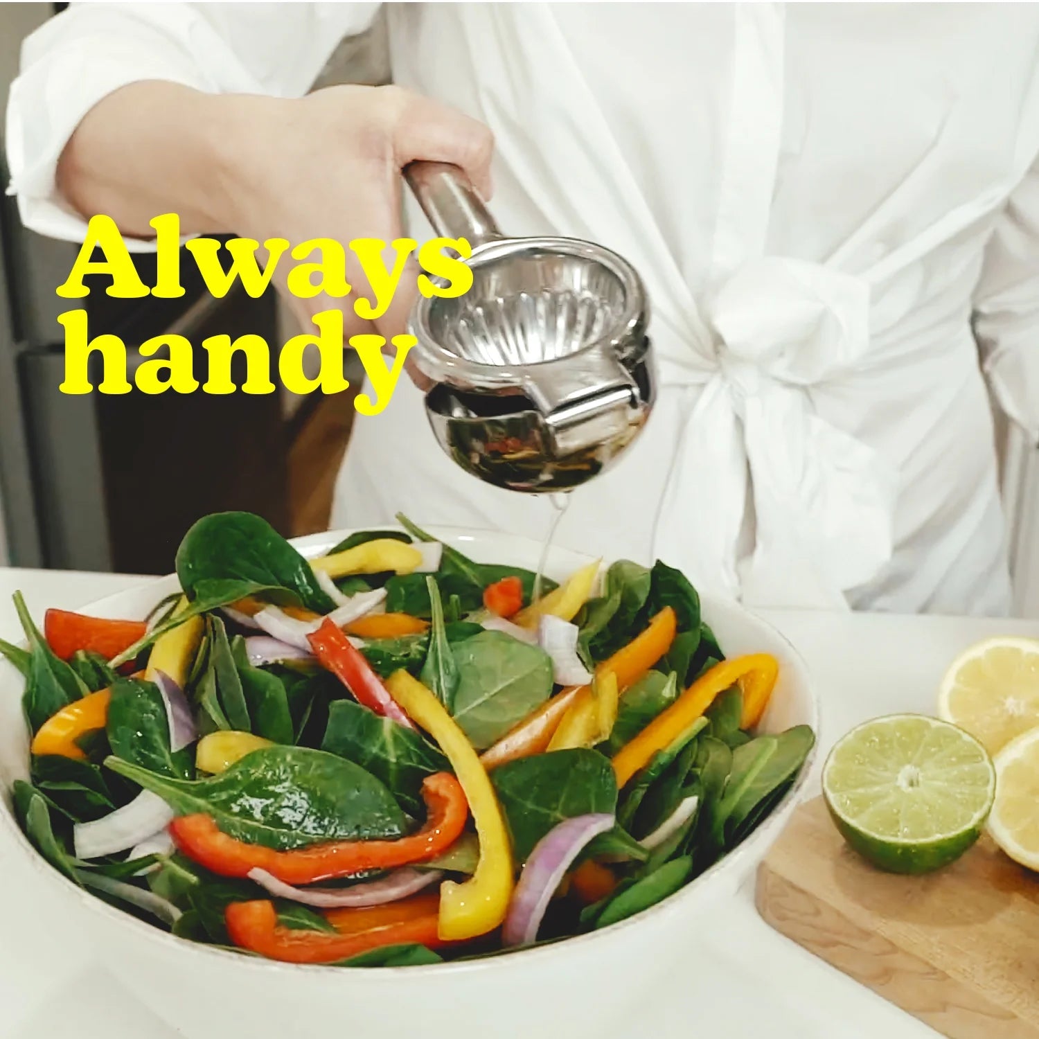 Washable Lemon Squeezer Stainless Steel with Large Bowl and Stable Grip V624