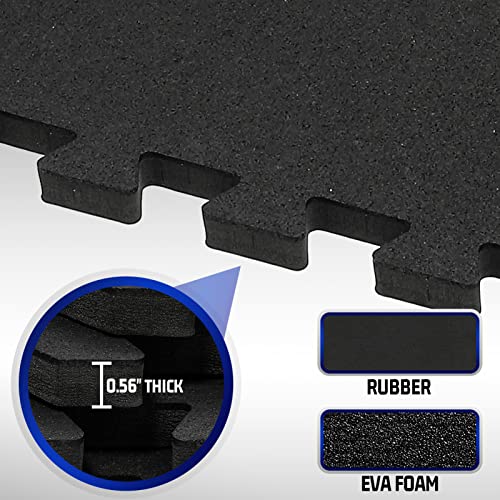 24 Pcs Interlocking EVA Foam Gym Mats with Rubber Top, Black A6287
