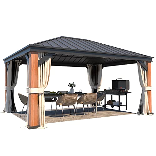 12x20 Hardtop Gazebo Double Roof Galvanized Steel Outdoor Aluminum Frame with Netting and Curtains M3306