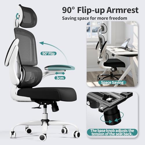 Ergonomic Mesh Office Chair with Wheels, High Back, 330 LBS Capacity C667113
