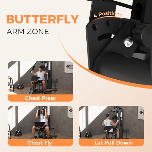 Home Gym Equipment with 150LBS Weight Stack and Pulley System R3045