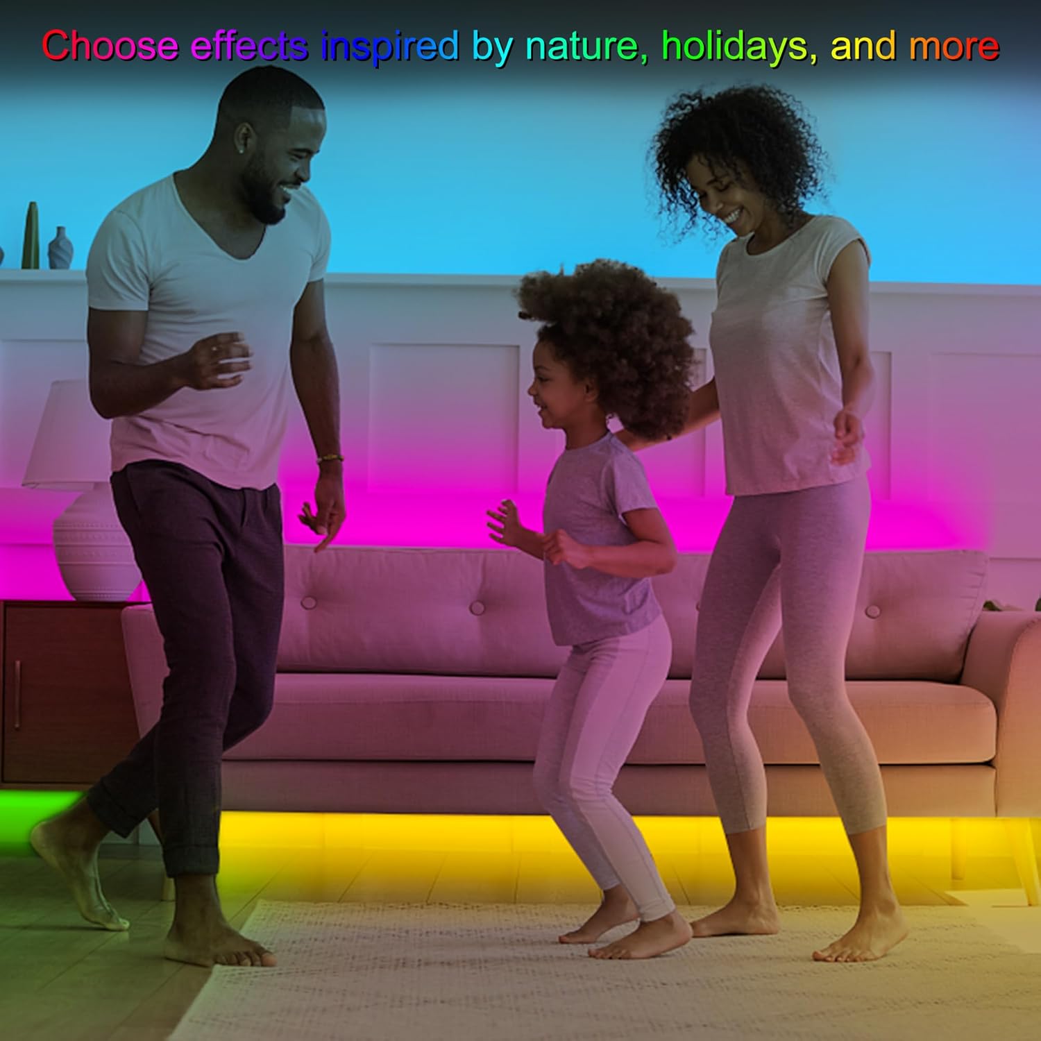RGB LED Strip Lights Battery Powered, 16.4FT 150 LED, Remote Control, Dimmable S61602