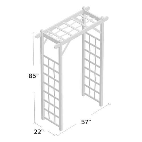 PVC Patio Garden Arch with Lattice Trellis for Climbing Plants N446568