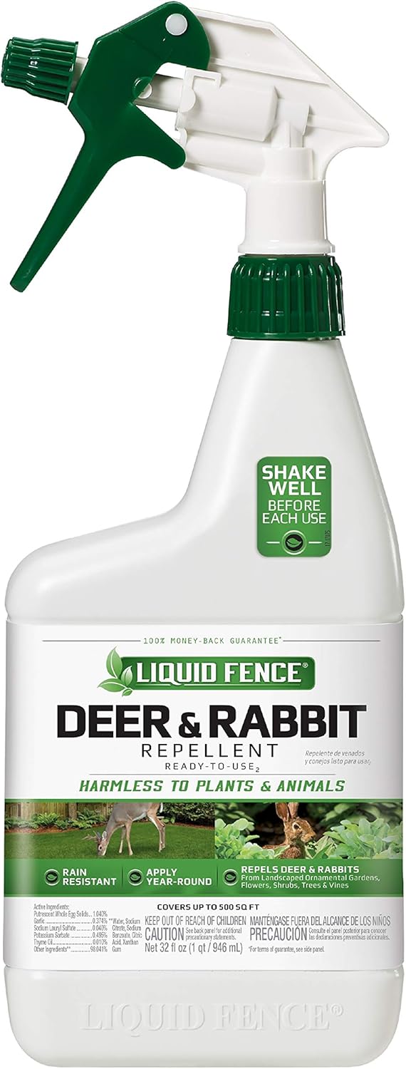 Liquid Fence Deer & Rabbit Repellent Ready-to-Use, 32-Ounce, White