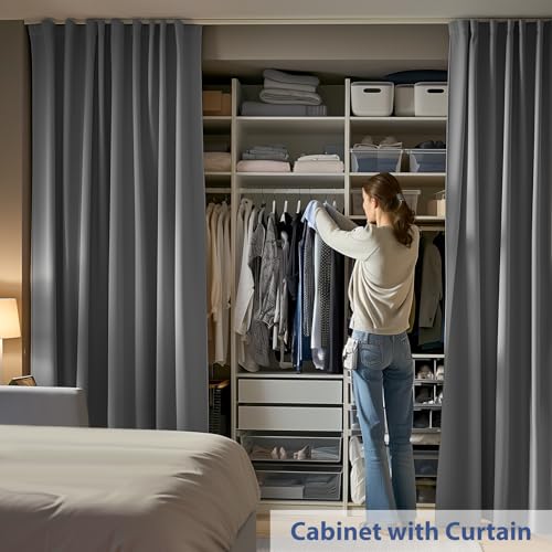 Ceiling Mounted Room Divider Curtain Track Set, Blackout Panel, White Rail, 8.3 x 7 ft K66131
