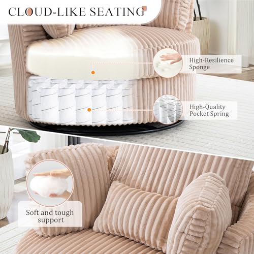 Swivel Barrel Chair with Ottoman for Living Room Bedroom, White W553228