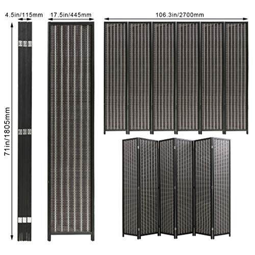 Bamboo Room Divider 6 Panel Folding Privacy Screen for Home L99111