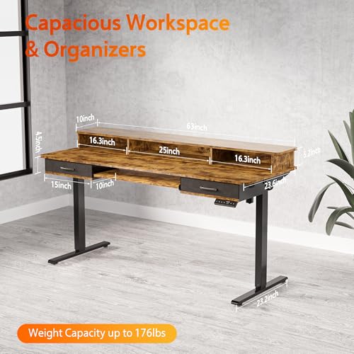 Electric Standing Desk with 2 Drawers, Height Adjustable for Home Office B137