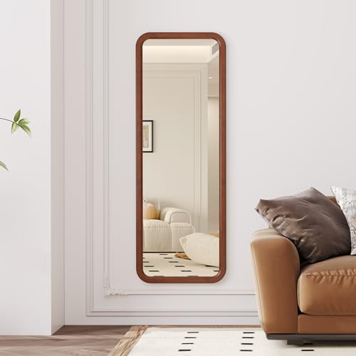 63"x18" Wooden Full Length Mirror, Standing Floor Mirror, Wall-Mounted A4496