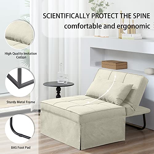 Sofa Bed Folding Ottoman Couch with Adjustable Backrest, Dark Grey C9023