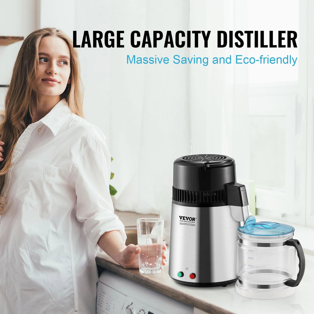 4L Water Distiller Purifier Machine Countertop Stainless Steel Interior 750W P961678