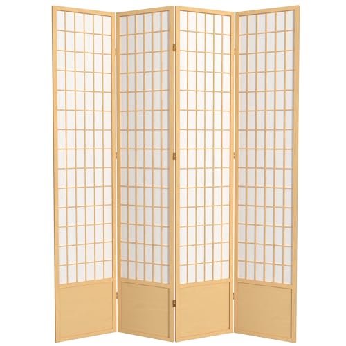 7 ft. Tall Window Pane Shoji Screen Room Divider, 3 Panels T5246
