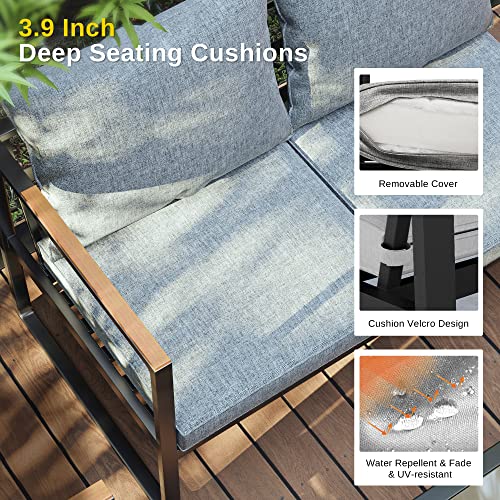 4-Piece Outdoor Patio Set with Sofa and Tempered Glass Table F97509