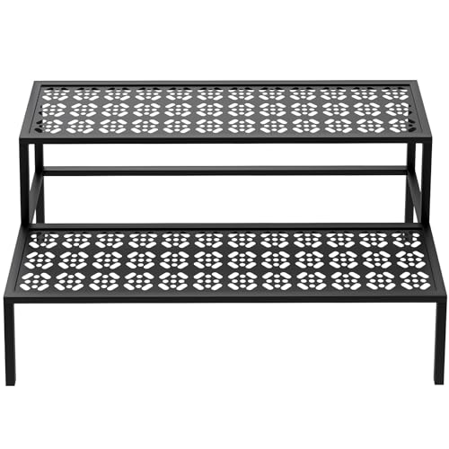 aboxoo 3 Tier Plant Stand Semi-Circular Flower Pot Organizer Rack Quarter Round Plant Display Holder Outdoor Storage Shelves Metal Corner Shelf Planter Shelving Ladder Plant Stand for Indoor