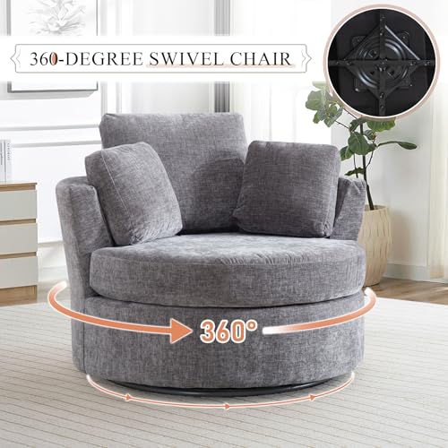 Swivel Barrel Chair with Ottoman for Living Room Bedroom, White W553228