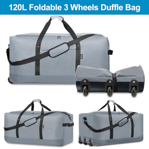 120L Foldable Rolling Duffel Bag with 3 Wheels O1345