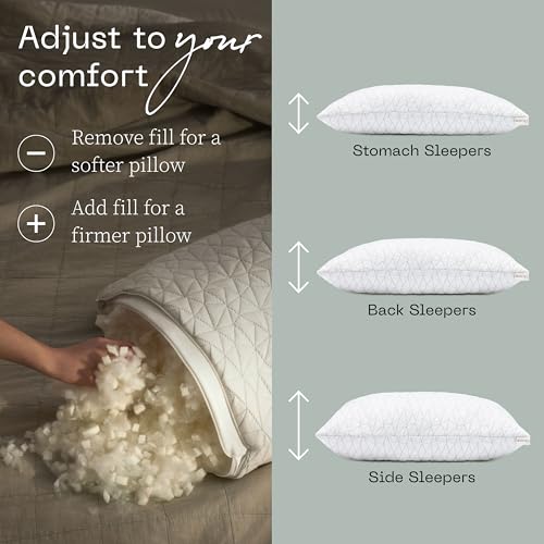Adjustable Queen Bed Pillow, Cross Cut Memory Foam, Medium Firm for Side and Back Sleepers Q8246