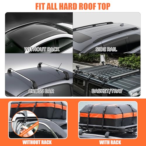 Car Rooftop Cargo Carrier Bag, Waterproof Heavy Duty 840D, with Anti-Slip Mat and Storage Bag P4777
