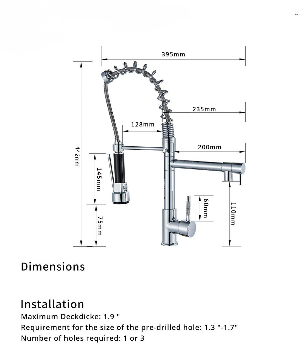 Commercial Kitchen Faucet with Pull Down Sprayer, Brushed Nickel B920068