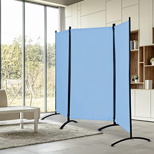 4 Panel Folding Room Divider Privacy Screen with Steel Frame P539789