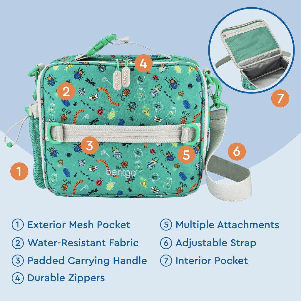 Kids Lunch Bag - Double Insulated, Water-Resistant, Zippered Pockets, Water Bottle Holder N1899