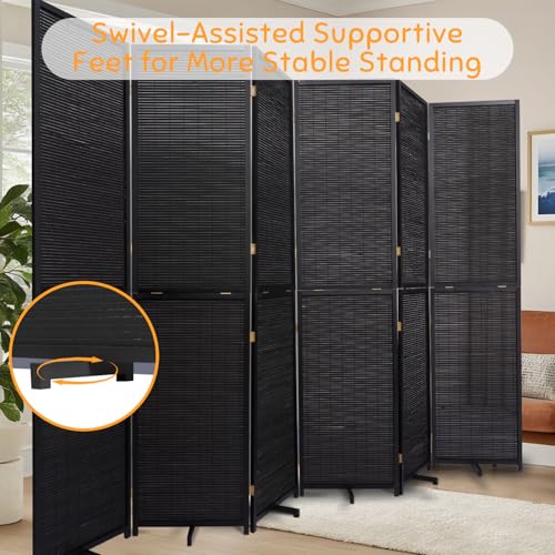 Bamboo Room Divider Folding Privacy Screen, 4 Panel, Beige T32841