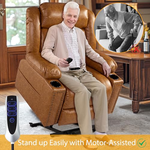 Large Power Lift Recliner Chair for Elderly with Heat and Massage, USB Port, Dark Brown A742