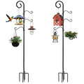 76 Inch Shepherds Hooks for Outdoor 2 Pack, Bird Feeder Poles with 4 Hooks, Shepherds Hook for Bird Feeders Outside with Base, Garden Pole for Hanging Plant Baskets, Weddings Decor (76 Inch)
