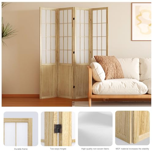 Japanese Shoji Folding Room Divider, 4 Panels, Black T762554