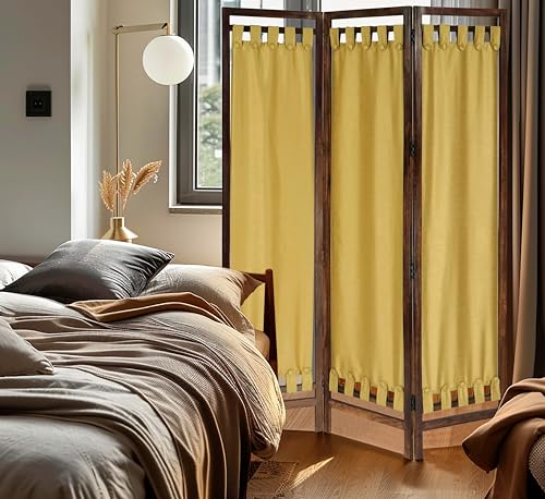4 Panel Folding Wood Room Divider, Antique Brown, 72 x 80 L396608