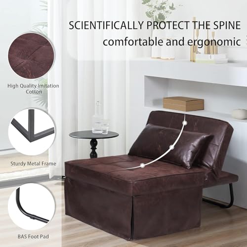 Sofa Bed Folding Ottoman Couch with Adjustable Backrest, Dark Grey C9023