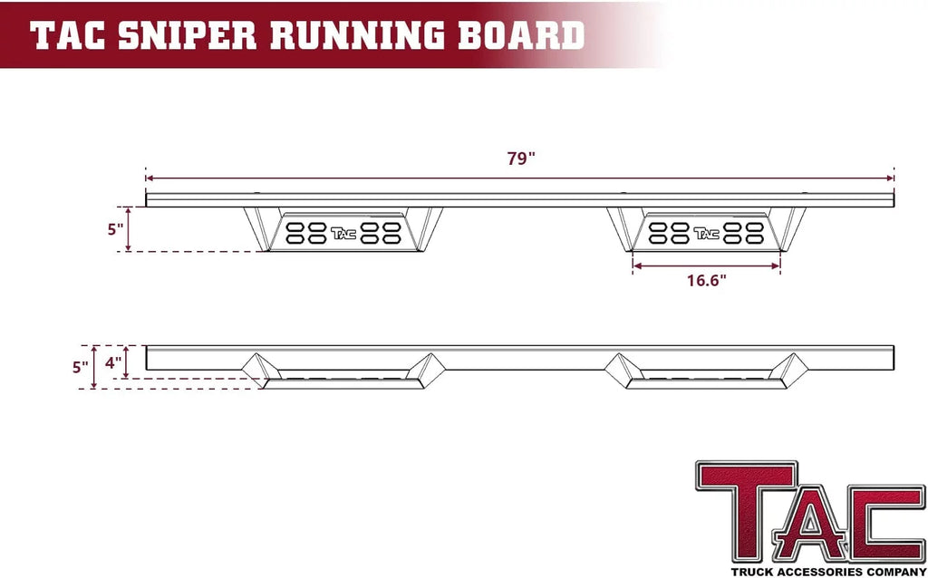 Running Boards for 2019-2023 Ford Ranger SuperCrew Cab 4" Drop Black Side Steps Q756