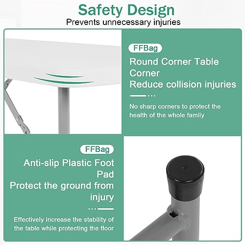 Heavy Duty Plastic Folding Table with Carrying Handle, Adjustable Height R958430