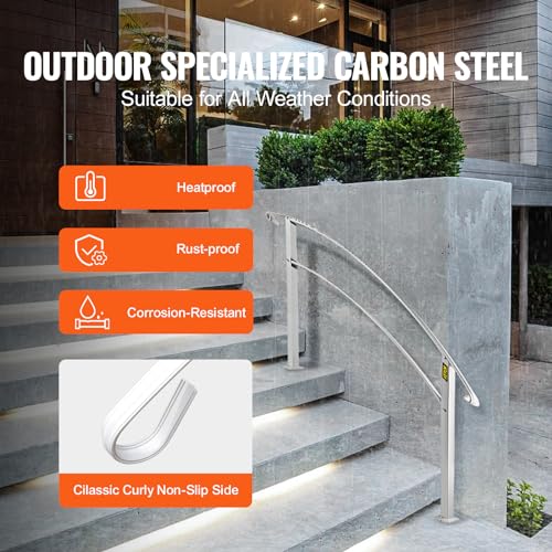 Outdoor Steps Handrail, Adjustable Metal Staircase Railing U1197