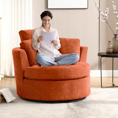 Swivel Barrel Chair with Ottoman for Living Room Bedroom, White W553228