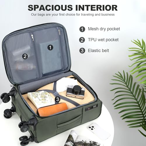 Softside Expandable Carry On Luggage with Spinner Wheels and TSA Lock, 20-Inch R869