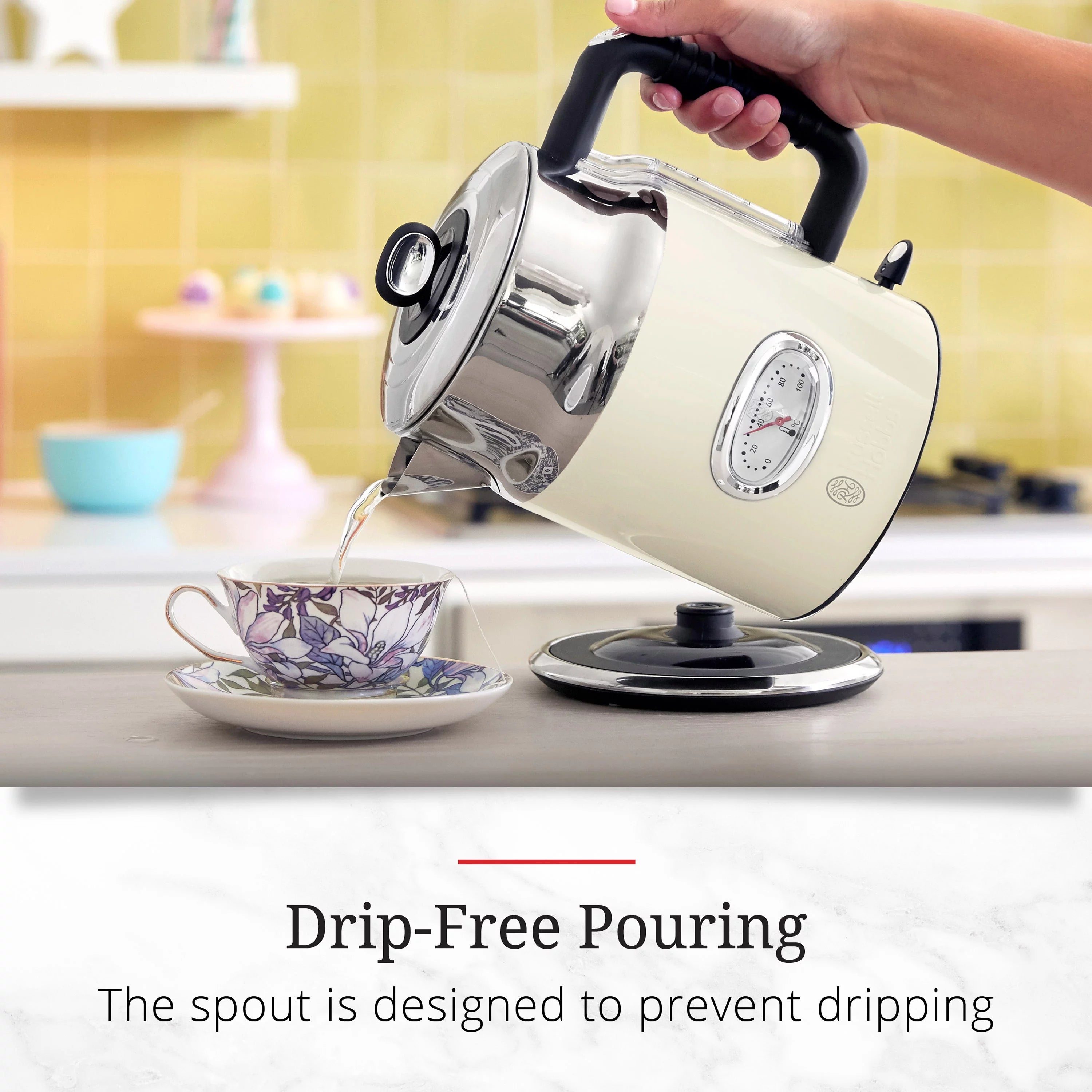 Retro 1.7L Electric Kettle, Cream X60490