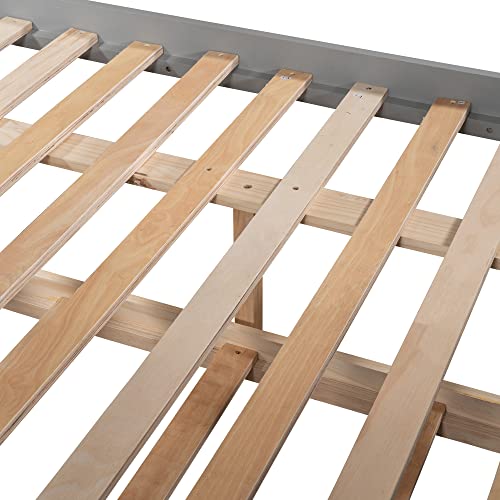 Twin Over Full Bunk Bed with Slide and Stairs for Kids E212