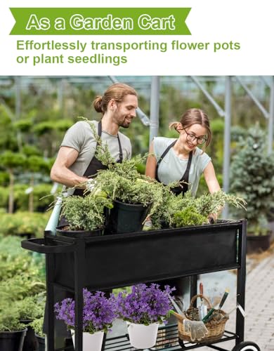 Raised Garden Bed with Legs on Wheels for Outdoor Plants J582036
