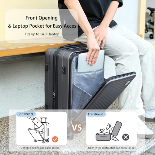 Expandable Carry-On Luggage, Hardside, Spinner Wheels, TSA Lock, 20-Inch U64815