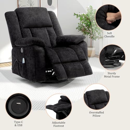 Swivel Glider Recliner Chair with Massage and Heating U85854