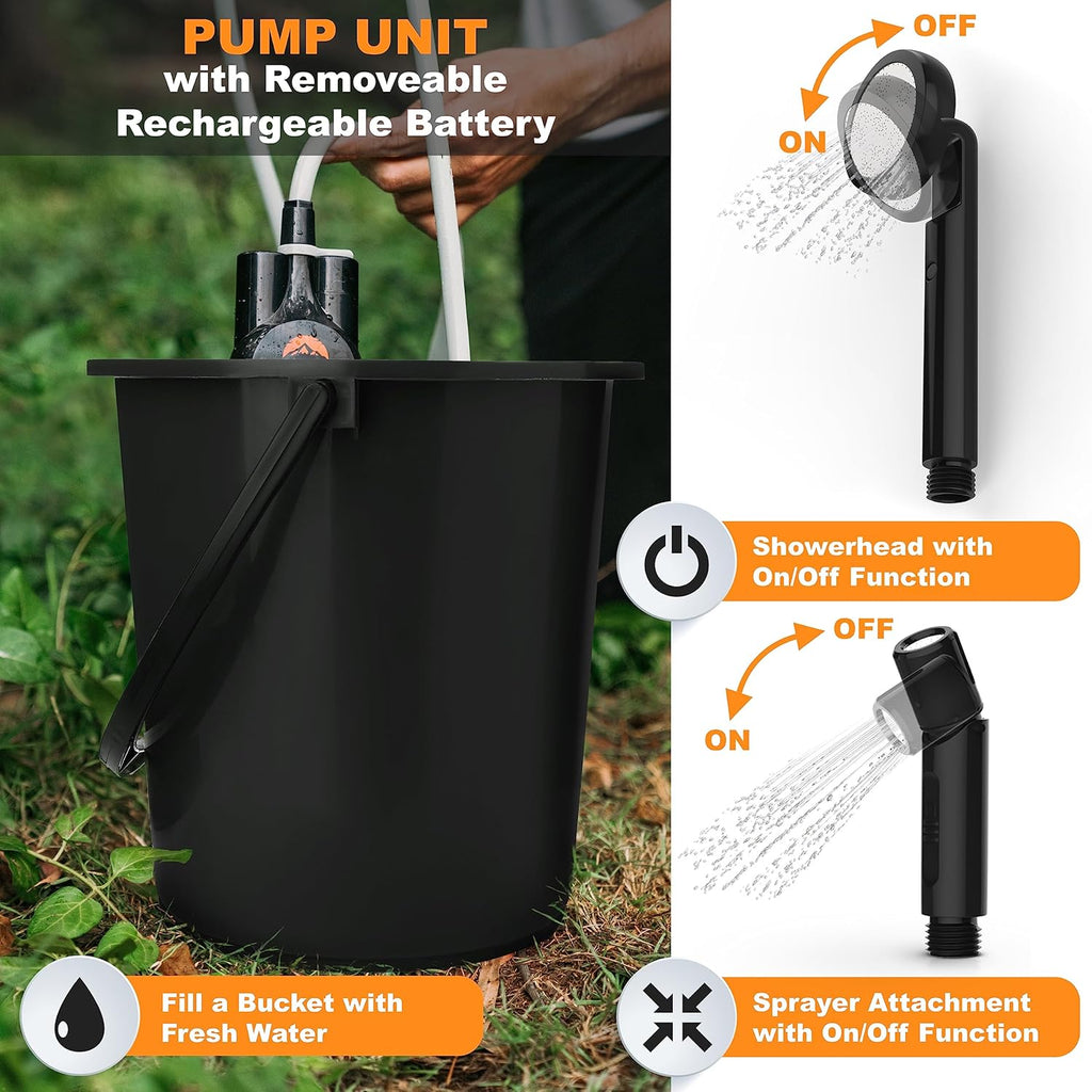 Portable Camping Shower with Rechargeable Battery and Sprayer X345295