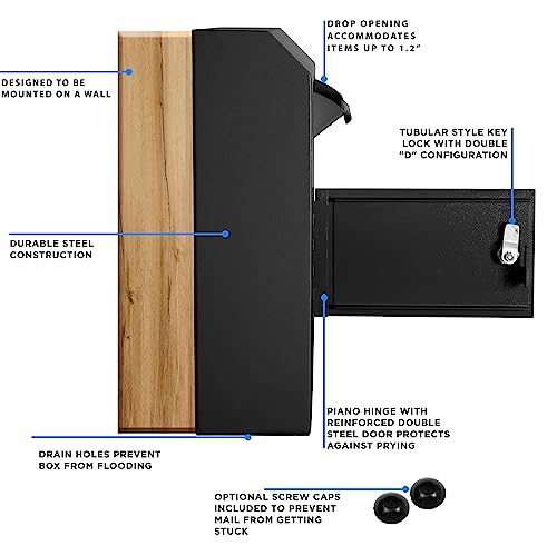 Wall Mount Locking Drop Box, Heavy Duty Steel Mailbox for Payments and Keys G356