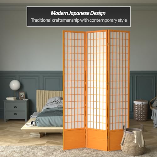 7 ft. Tall Window Pane Shoji Screen Room Divider, 3 Panels T5246