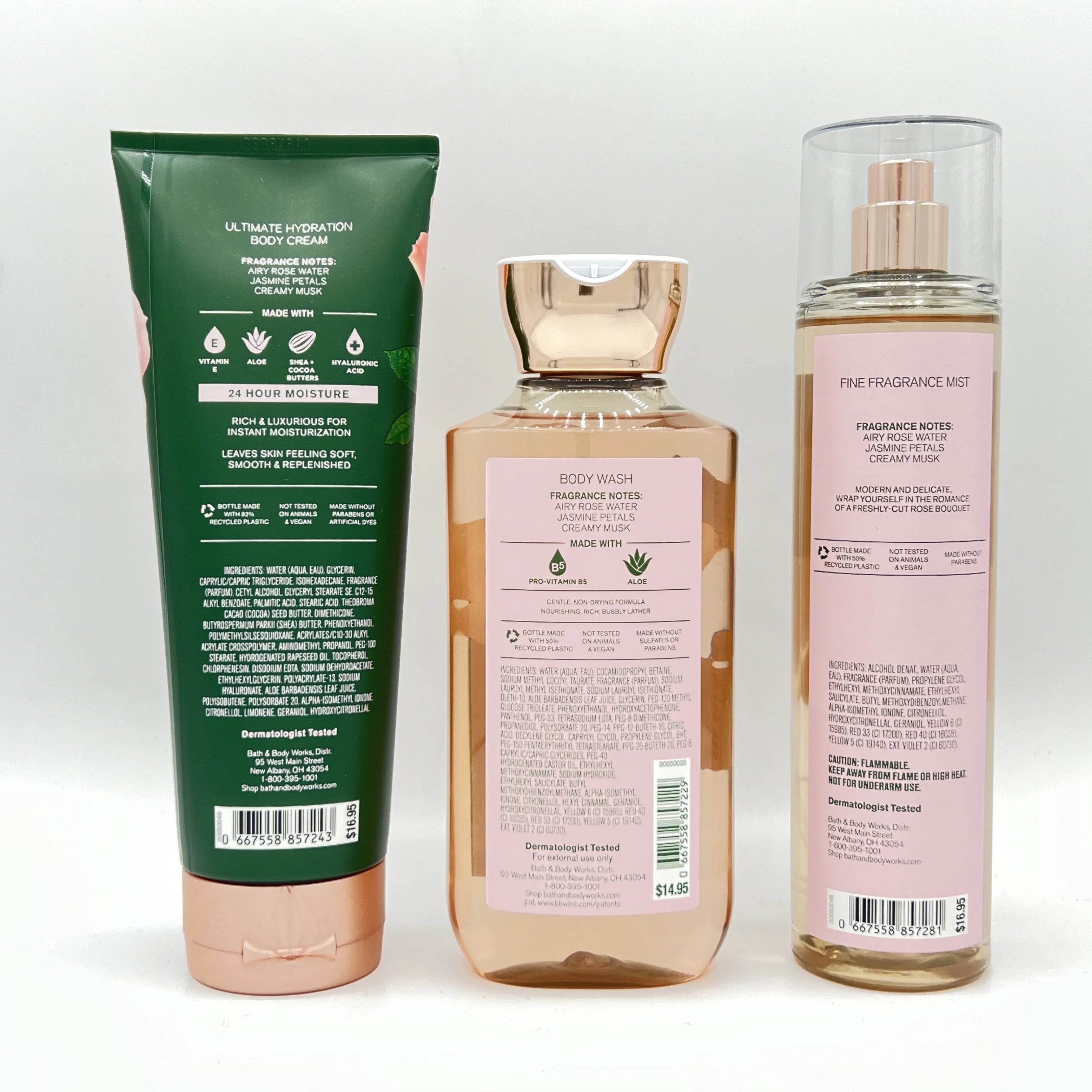 Rose Hydration Body Cream, Body Wash & Fragrance Mist 3-Piece Set S94737