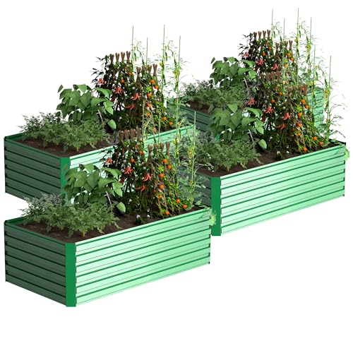 Galvanized Raised Garden Bed 8x4x2ft, Large Metal Planter Box for Vegetables, Flowers, Herbs J9369