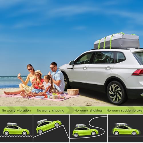 Car Roof Bag Cargo Carrier 20 Cubic, Waterproof with Strap and Anti-Slip Mat Q382